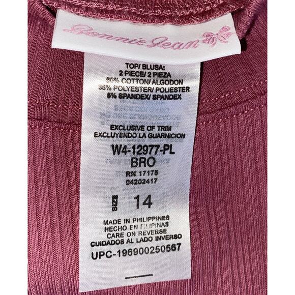 NWT Bonnie Jean 2 Pc Set Cheetah Print Flare Leggings Pink Ruffle LS Shirt Sz 14 - Picture 4 of 7